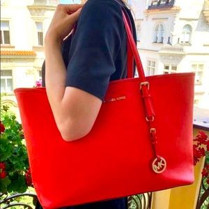 Michael Kors Red JET SET Tote.